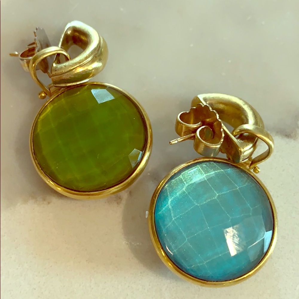 Vaubel vermeil gold blue/green earrings